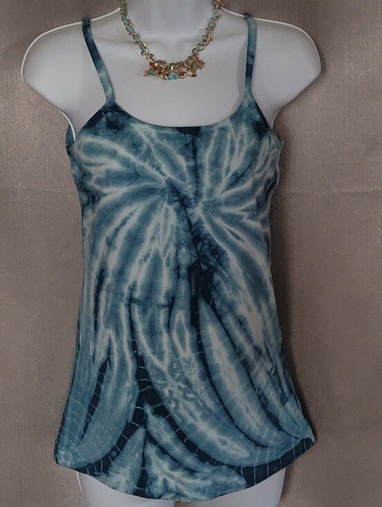 Hard Tail Tops - Blue Tie-Dye Spaghetti Strap Tank Top